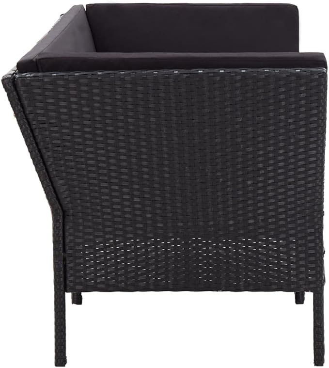 Patio Sofa Set with Cushions,Patio Lounge Set,Outdoor Furniture,Outdoor Furniture Sets,Patio Conversation Sets,for Garden,Deck,Backyard,6 Piece Poly Rattan Black