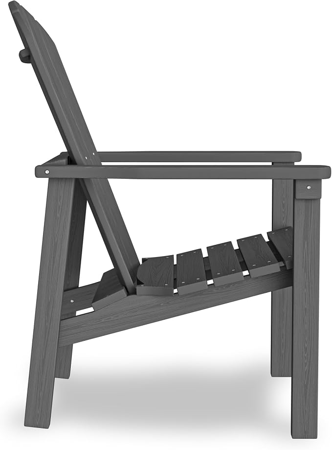 nevilywood Compact Stackable Adirondack Chairs Set of 2,HDPE,380lbs,Grey | 26.3" Wide HDPE.All-Weather Outdoor.Maintenance-Free.Stackable for Storage.25°Curved Straight Backrest.Quick Assembly