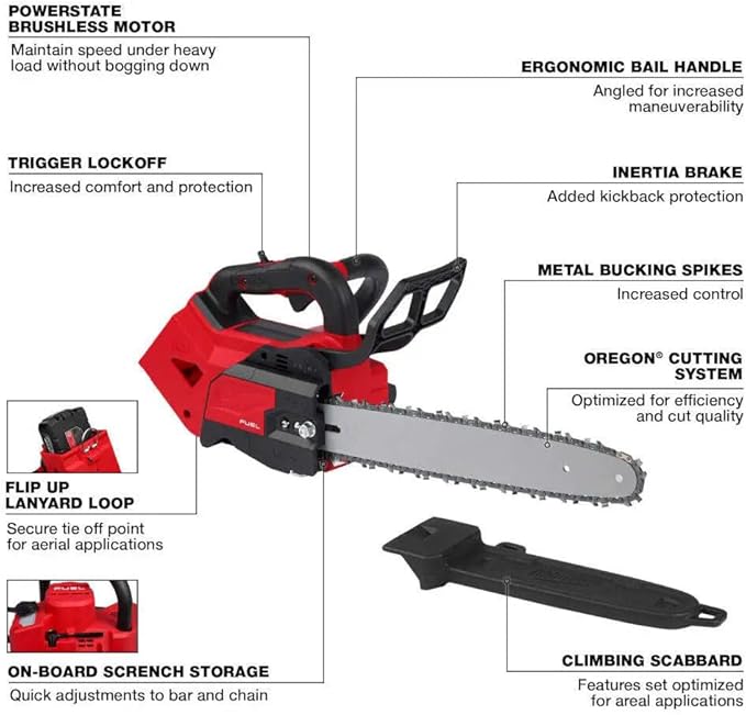 2826-20T Chainsaw, M18 Chainsaw, Pole Saw for Milwaukee 2826-20T M18 Fuel 18V 14" Cordless Top Handle Chainsaw - Tool Only