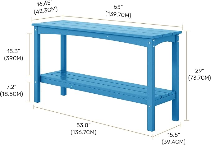 Costaelm Outdoor Plant Stand, 2-Tier Small Outdoor Table, Outdoor Side Tables for Patio or Indoor, Patio Table for Pool, Porch, Weather Resistant Easy Maintenance, Pacific Blue