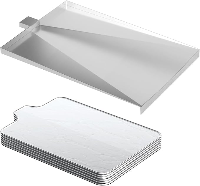 SUB025 Drip Pan with 6-Pack Disposable Liner for Traeger Tailgater 20, Bronson/Tailgater Elite/Junior Elite 20, Grill Accessories Drip Tray Replacement Parts Kit for Traeger BBQ055 TFB29LZA