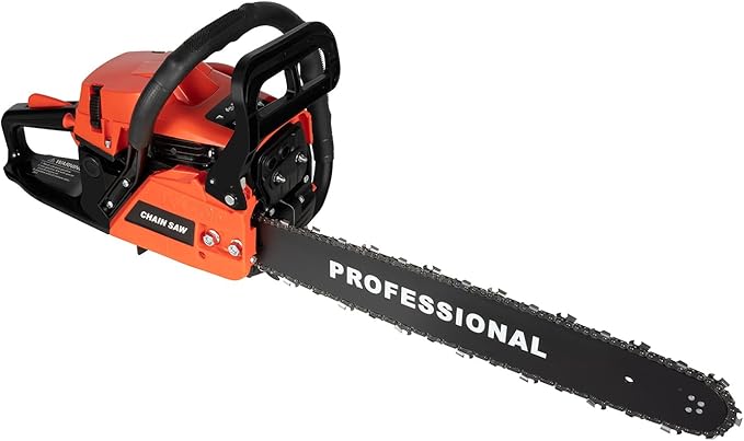 58cc Chainsaw 20" Bar Powered Engine 2.6kW 2 Stroke Gasoline Chain Saw with Automatic Chain Oiler+Chain Brake, Woodworking Saw Cutting Job Gas Powered for Cutting Wood/Outdoor/Garden/Farm