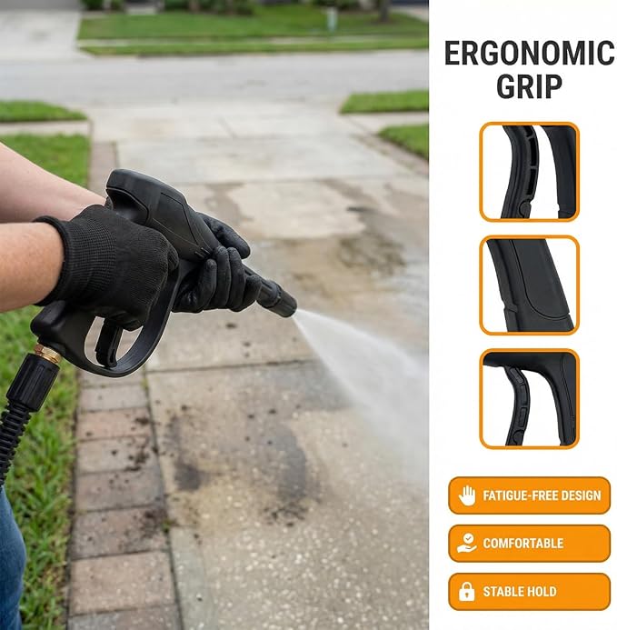 Car High Pressure Washer Gun, 4350 PSI M22-14 Thread Power Washer Short Gun with 1/4" Outlet Quick Connect & 5 Nozzles, Auto Washing Pressure Sprayer Tool, Universal for Vehicles