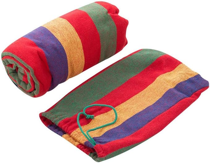 Abaodam Double Thickened Canvas Outdoor Hammock Swing Bed with Two Binding Ropes and Carry Bag Red Lightweight Camping Relaxation for Two Persons