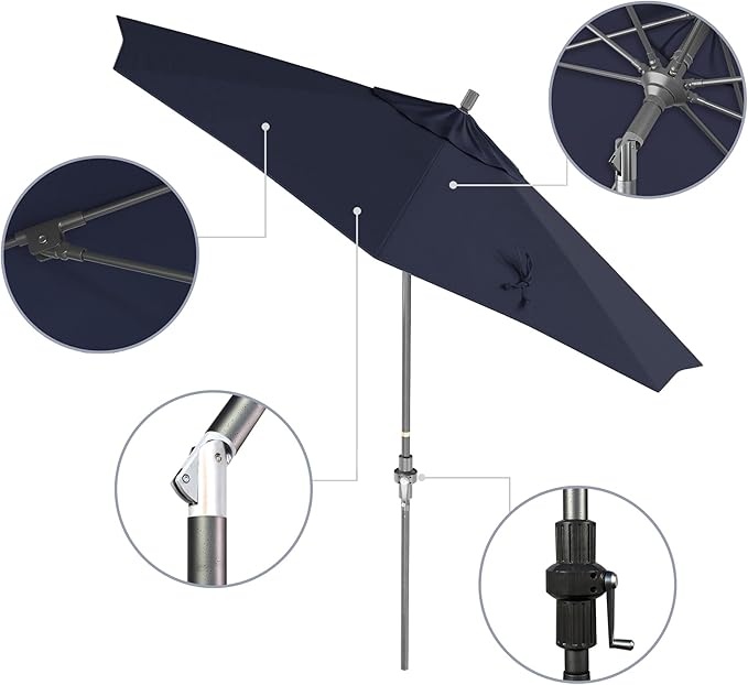 California Umbrella Crank Lift, Collar Tilt, Aluminum Pole