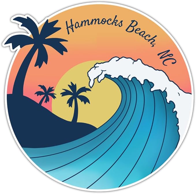 Hammocks Beach North Carolina Beach Souvenir Vinyl Decal Sticker Wave Design 2 Inch