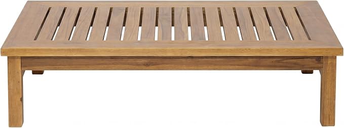 Merax 49" Mid-Century Modern Acacia Wood Slatted Outdoor Coffee Table, Patio Coffee Table with Drainage Slats for Poolside, Deck, Backyard