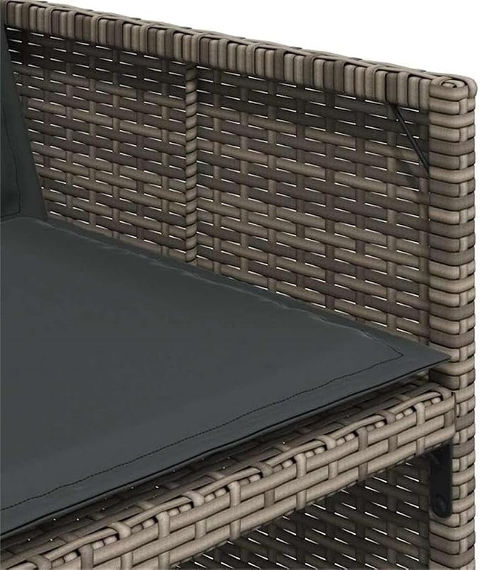 Afuera Living 17-Piece Poly Rattan Patio Dining Set, Gray and Brown Finish, Includes Acacia Wood Table and 16 Chairs, Weather-Resistant Cushions, Foldable Design, 16-Seater Outdoor Garden Furniture