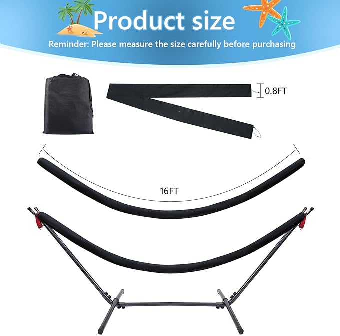 Hammock Cover,Waterproof Hammock Sleeve Protector,16 ft Hammock Storage Fits Most Outdoor Hammock for Hiking Camping,Keep Your Hammock Pristine for Years,Black (Cover Only)