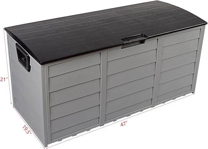 75gal 260L Outdoor Garden Plastic Storage Deck Box Chest Tools Cushions Toys Lockable Seat