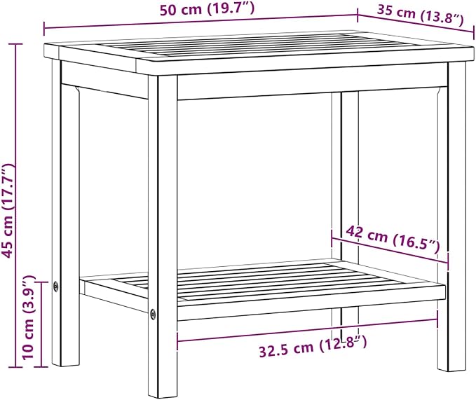 Solid Acacia Wood Side Table with Storage Shelf, Rustic End Table for Living Room, Patio, Garden, or Backyard, Weather Resistant Wood Accent Table, 19.69 x 13.78 x 17.72 in