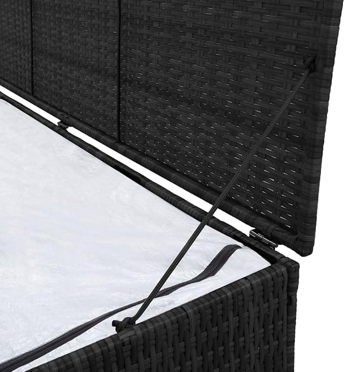 Patio Storage Box,outdoor cushion storage,box,patio furniture,for Patio, Lawn, Backyard, Outdoor, Black 59"x19.7"x23.6" Poly Rattan
