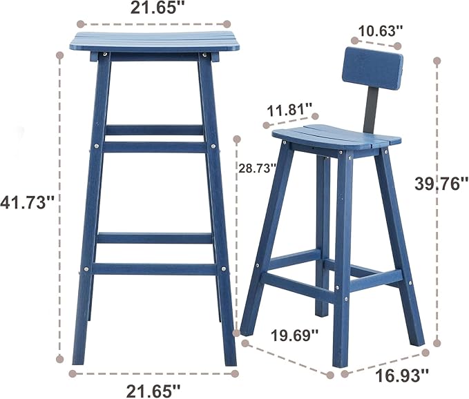 Outdoor Bar Table, HDPE Patio Bar Table, All Weather Height Patio Tables, Outdoor Bar Height Table, Tall Bistro Pub Table for Outside Deck, Porch, Backyard, Garden, Navy Blue