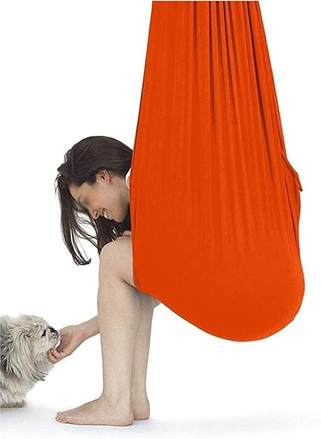Indoor Therapy Swing Kids Snuggle Swing With Special Needs Cuddle Hammock For Children Adults Autism, ADHD, Aspergers Sensory Integration Easy To Install ( Color : Orange , Size : 100*280CM/39*110in )