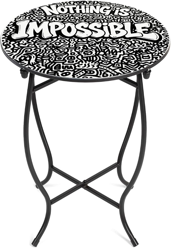 Outdoor Side Table, Versatile Round Side Table for Balcony Yard Porch Rocking Chair and Pool Chair, Weather Resistant Metal Patio Table for Indoor Outdoor Use, Easy Assembly