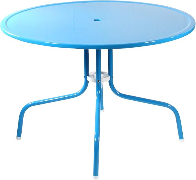 Northlight 39.25-Inch Outdoor Retro Metal Tulip Dining Table, Sky Blue