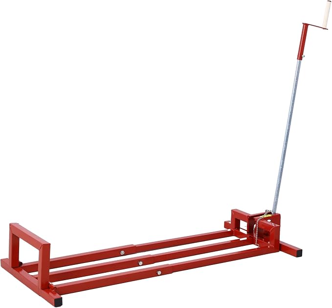 Foldable Lawn Mower Lift for Riding Tractors, Portable Lawn Mower Jack Lift Zero Turn & Telescoping Lawns Tractor Lifts with Adjustable Height/Manual or Power Handles, 880 LBS Capacity (Red1)