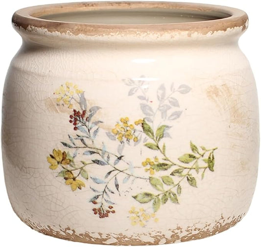 Xiaan Jiaju Pots for Plant, Cottage Rustic Clay Ceramic Tabletop Flower Pots, 6.29'' Plant Pots Indoor with Drainage, Sage Yellow Vase & Planters, Farmhouse Home & House Decor, Gifts for Mom