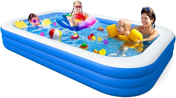 Inflatable Swimming Pool, Blow up Pools, Above Ground Swimming Pool for Family, Small Pools 103 x 69 x 24 inch Full-Sized Inflatable Pool for Kids for Outdoor, Backyard
