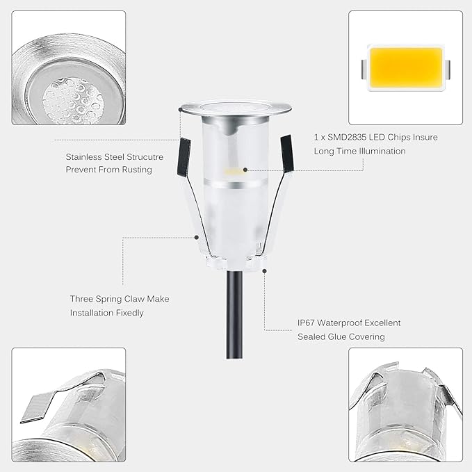 LED Deck Lights Multi-Color RGB Waterproof Recessed Wood Decking 0.7" Tiny Deck Driveway Light Dock Path Step Road Light Outdoor and Indoor Decoration Security Lighting (RGB, 30pcs)