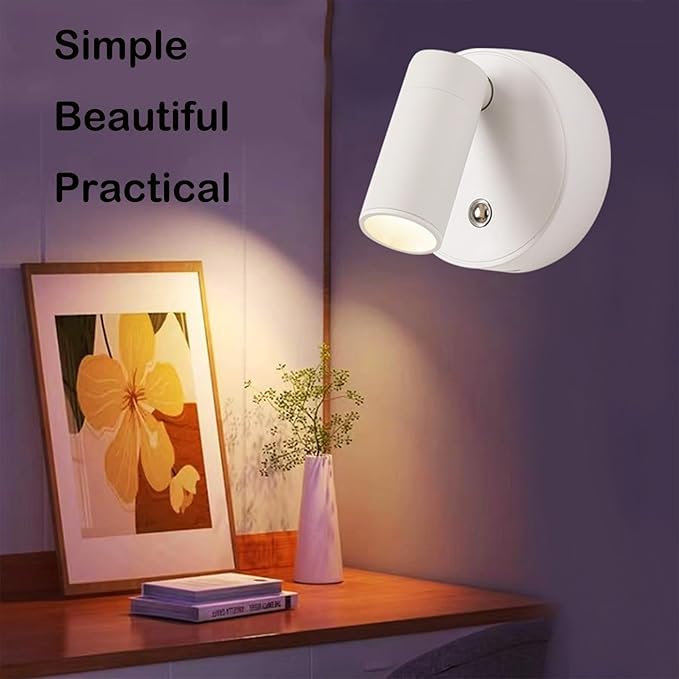 Spot Lights Indoor, Rechargeable Plant Spotlight Indoor, 360° Rotate Wireless LED Uplighting, Battery Powered Ceiling Spotlight for Artwork Painting Tree Plant Picture Lights Wall Light (White)