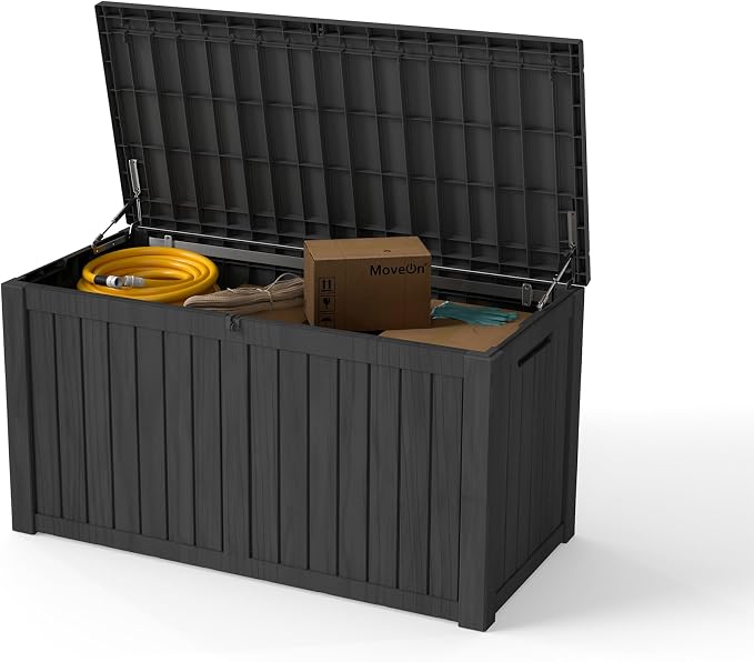180 Gallon Deck Boxes Outdoor Waterproof, Outdoor Storage Box with Lockable Lid & UV-Resistant for Patio Furniture, Outdoor Cushions, Garden Tools and Pool Supplies, Black