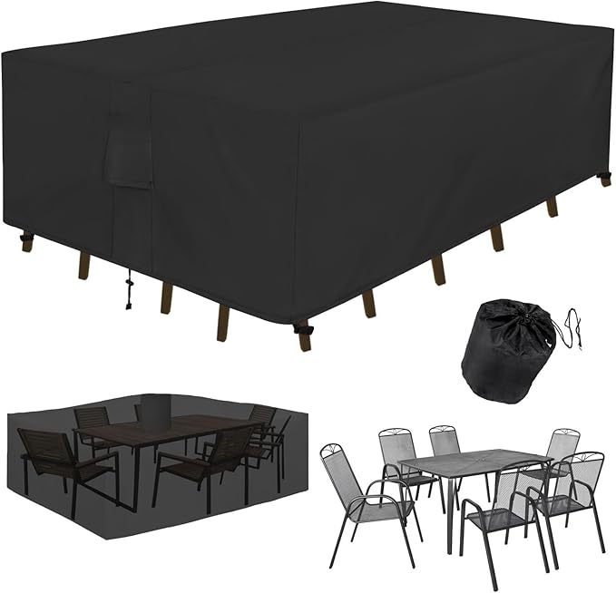Outdoor Table Furniture Cover Waterproof Rectangle Patio Sectional Couch Set Cover 126" L×63" W×28" H 600D for Lawn Backyard
