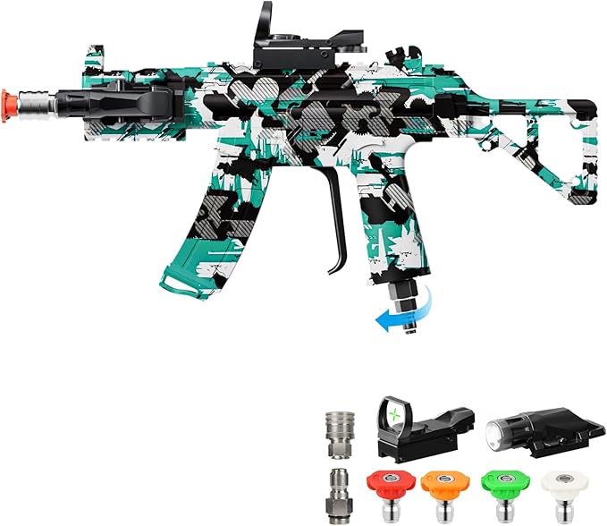 MP5S Pressure Washer Gun with Swivel - 3000 PSI High Pressure Spray Gun with 3/8" Quick Connect Plug Inlet, Foam Cannon Compatible Power Washer Handle for Car, Home & Outdoor Cleaning (Cyan)