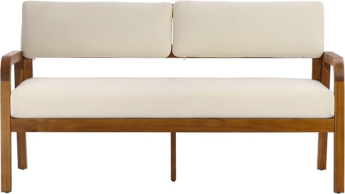 Christopher Knight Home 4 Piece Outdoor Conversation Sofa Set with Coffee Table, Acacia Wood Patio Furniture Set with Cushions, Loveseat 2 Chairs and Table, Teak Finish Outdoor Seating Set