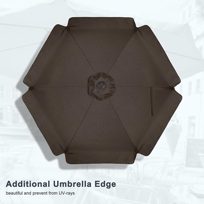 MASTERCANOPY 7.5ft Patio Umbrella with Valance, Crank and Tilt – 6 Ribs Outdoor Market Umbrella, UV/Fade Resistant, Waterproof Canopy with Wind Vent for Garden, Deck, Backyard, Pool (Brown)