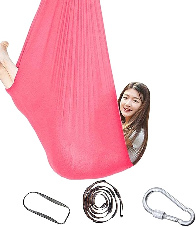 Sensory Hammock Swing Chair for Adults/Kids with Hardware Adjustable Snuggle Hammock Has Calming Effect On Child with Special Needs (Color : Pink, Size : 150x280cm/59x110in)