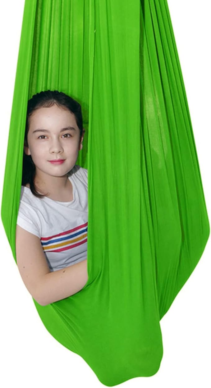 Sensory Swing for adults Indoor kids Therapy Swing Calming Snuggle Hammock durable soft strong fabric swing Best suited for children with SPD Autism and Asperger ( Color : Grass green , Size : 1.5M x