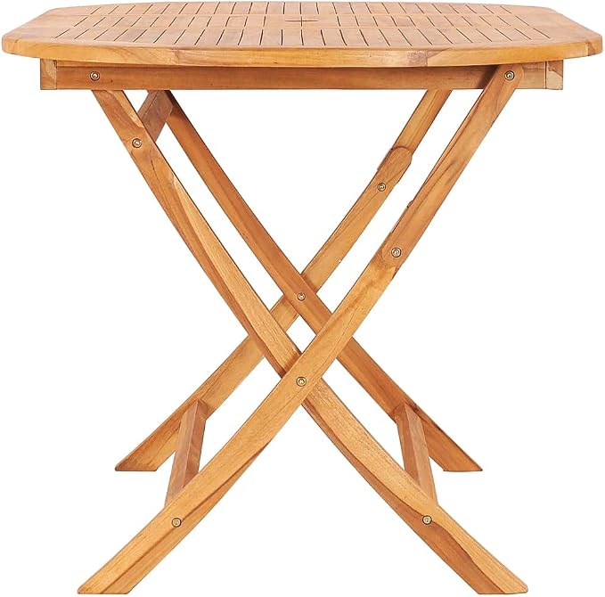 Solid Teak Wood Folding Garden Table, 63x31.5 Inch Outdoor Dining Table, Foldable Solid Teak Wood for Patio