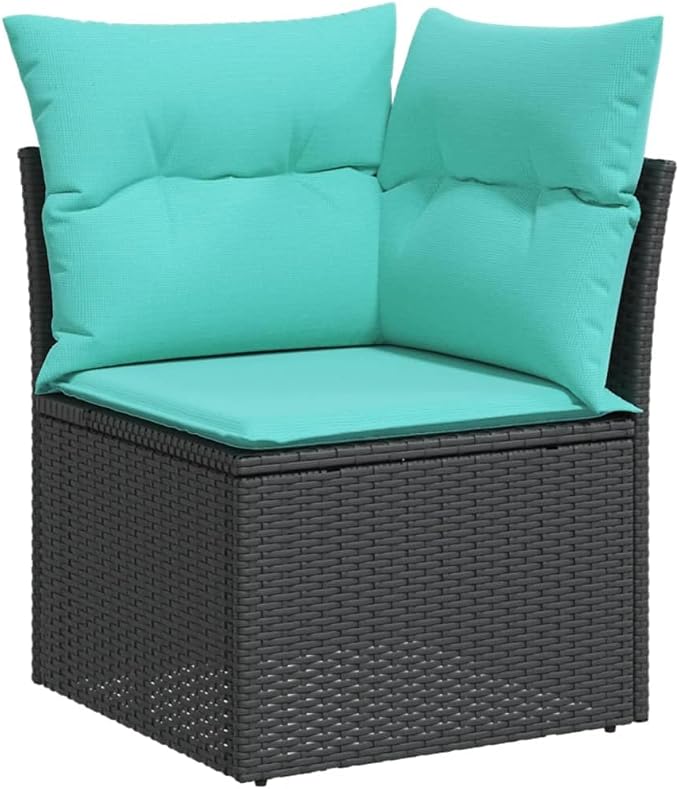 8 Piece Patio Sofa Set with Cushions, Garden Lounge Set Sectional Sofa Outdoor Sofa Sets Patio Conversation Set for Exhibition Garden Poolside Piazza Black Poly Rattan