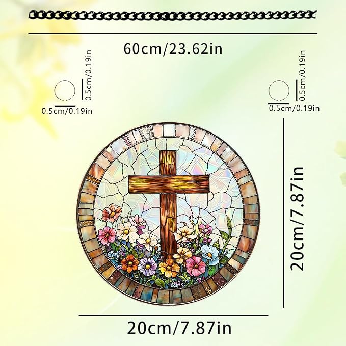 Acrylic Suncatcher Window Hanging, Cross Sun Catcher Rainbow Indoor Window Decoration for Living Room Bedroom, Summer Home Balcony Ornaments Deco, 7.87 x 7.87 inches