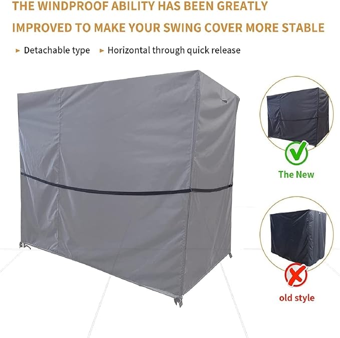 Outdoor Swing Cover 3 Triple Seater Hammock Garden Swing Cover for Garden Hammock Glider Chair Patio Furniture UV Resistant 77x53x67inch Black