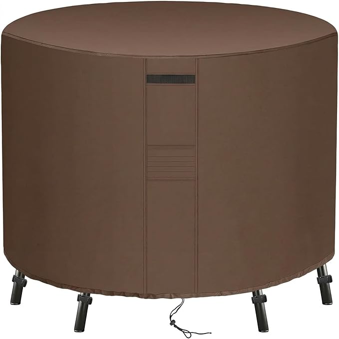 UPGRADE Outdoor Furniture Covers, Custom Size 28"(D) x 60"(H) Round Patio Table and Chair Waterproof Covers, Heavy Duty 420D,Coffee