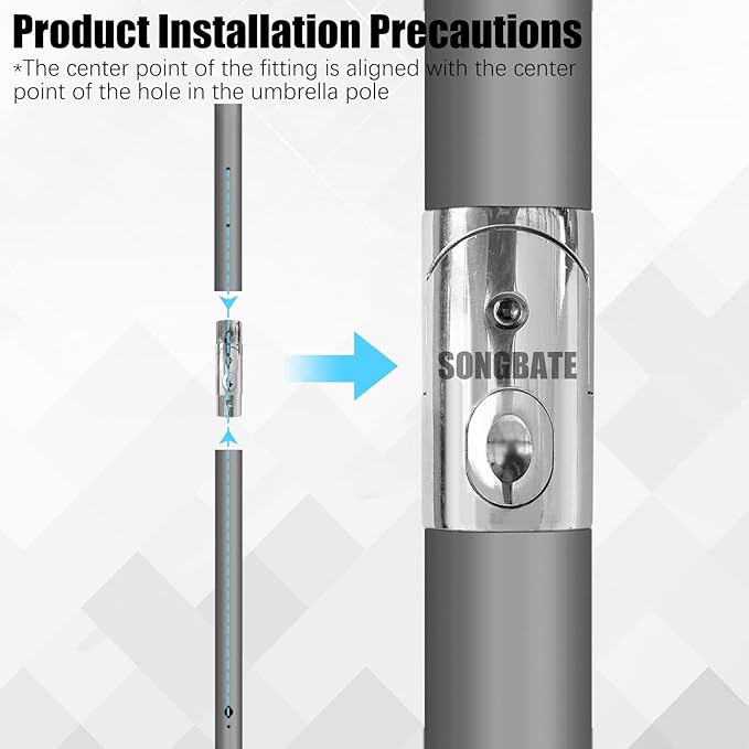 Patio Umbrella Accessories, Outdoor Umbrella Replacement Parts, Push-Button Tilt Adjustment for Garden Umbrellas, Silver (1.9inch)