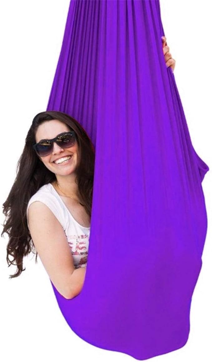 Indoor Swing Seat for Kids Child and Teens Hanging Hammock for Indoor Outdoor Calming Effect On Children with Sensory Needs Included Accessories (Color : Purple, Size : 100 x 280 cm (L x W))