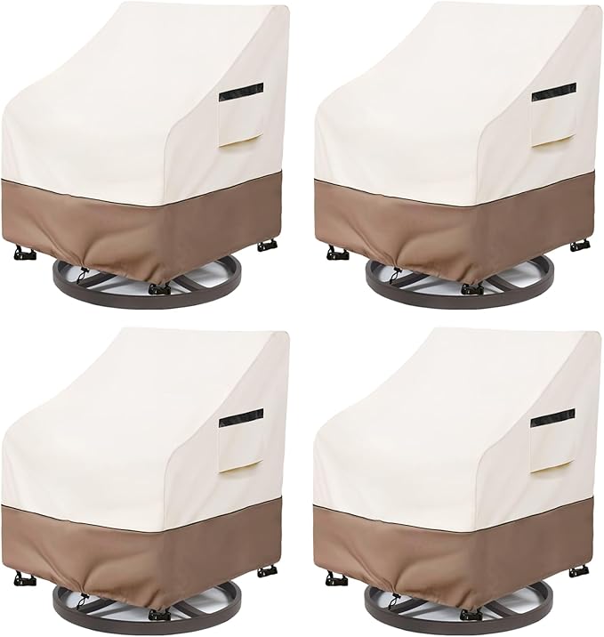 Patio Chair Covers Waterproof Heavy Duty Patio Furniture Covers, 35W x 37D x 36H Inches Swivel Outdoor Chair Cover 4 Pack (Beige)