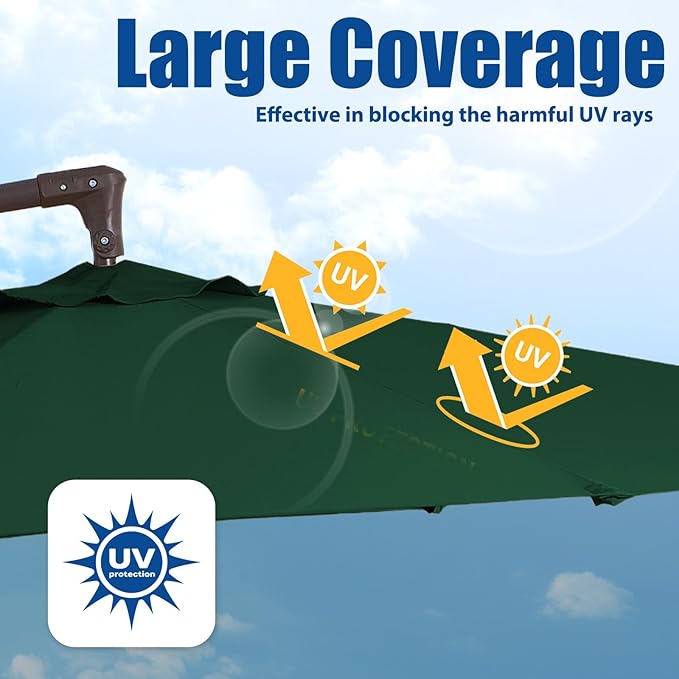 10FT Patio Umbrella, Outdoor Offset Cantilever Umbrella with Sturdy 8 Ribs, Easy Tilt Adjustment for Backyard Pool Garden,Green