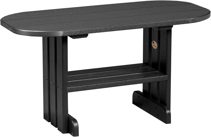 LuxCraft Poly Outdoor Coffee Table, Oval Patio Table with Shelf, Weather Resistant Low Tables for Adirondack Chairs & Outdoor Seating - Amish Made in USA (Black)