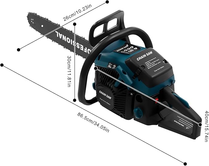 20inch Gas Chainsaw, 3.1HP 58CC 2-Stroke Gasoline Chainsaw, Air Cooled Pull Start Top Handle Gas Powered Chain Saw Petrol Chainsaws with Automatic Chain Lubrication for Trees, Wood Cutting