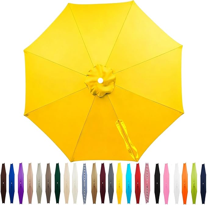 Outdoor Patio Umbrella Replacement Canopy 7.5ft/9ft/10ft/11ft 6/8 Ribs, Cantilever Offset Patio Umbrella Fabric Cover Resistant Waterproof Shade for Table Pool