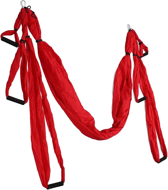 Aerial Yoga Swing Set, Polyester Cotton Yoga Hammock Set, Adjustable Improve Flexibility Yoga Hammock for Physical Exercise (Red)