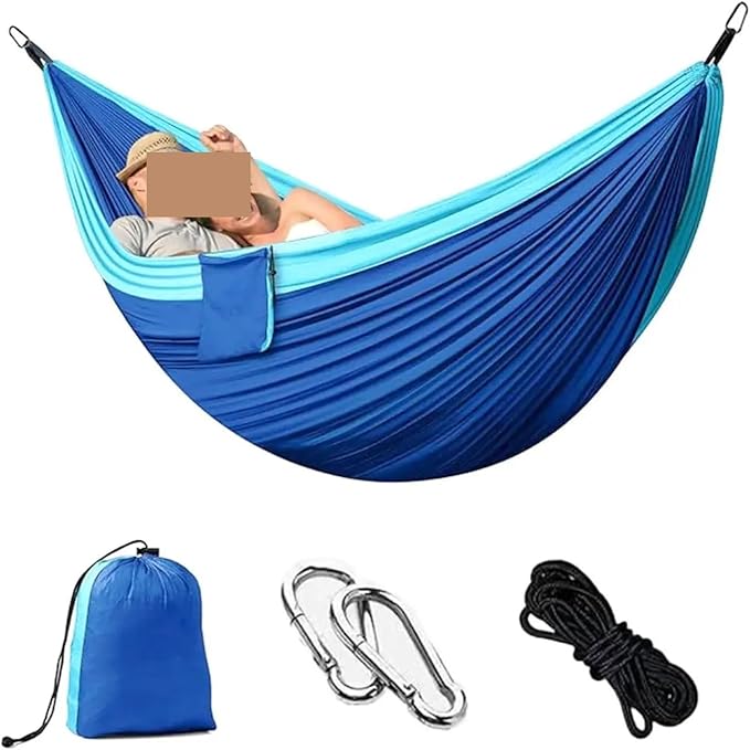 Hammock Portable Camping Nylon Parachute Fabric Outdoor Hiking Survival Balcony Rest Net Garden Hammocks Swing Adulls Sleeping Hammock Quick-Opening(B)