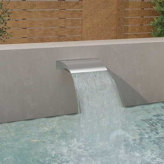 Stainless Steel Pool Fountain, 17.7-inch Rectangular Waterfall Spillway for Inground Pools, Garden Ponds, and Outdoor Water Features, Matte Finish, Silver