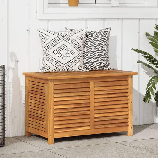 Solid Acacia Wood Outdoor Storage Box with Waterproof Bag 35.4"x19.7"x22" Weather-Resistant Garden Deck Box Patio Furniture Storage Container for Cushions Pool Toys