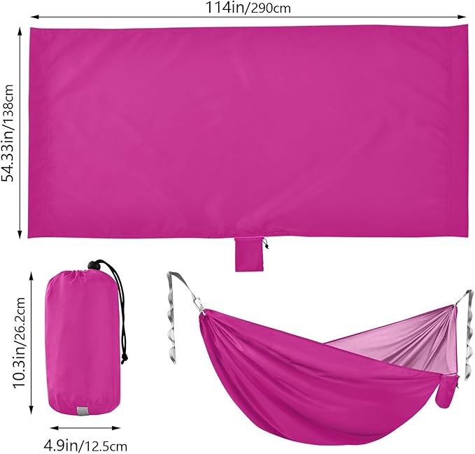 Medium Violet Red Solid Color Pure Plain Purple 330lb Capacity Camping Hammocks with Hanging Rope Swing Hammock for Indoor Outdoor Patio Base para hamacas