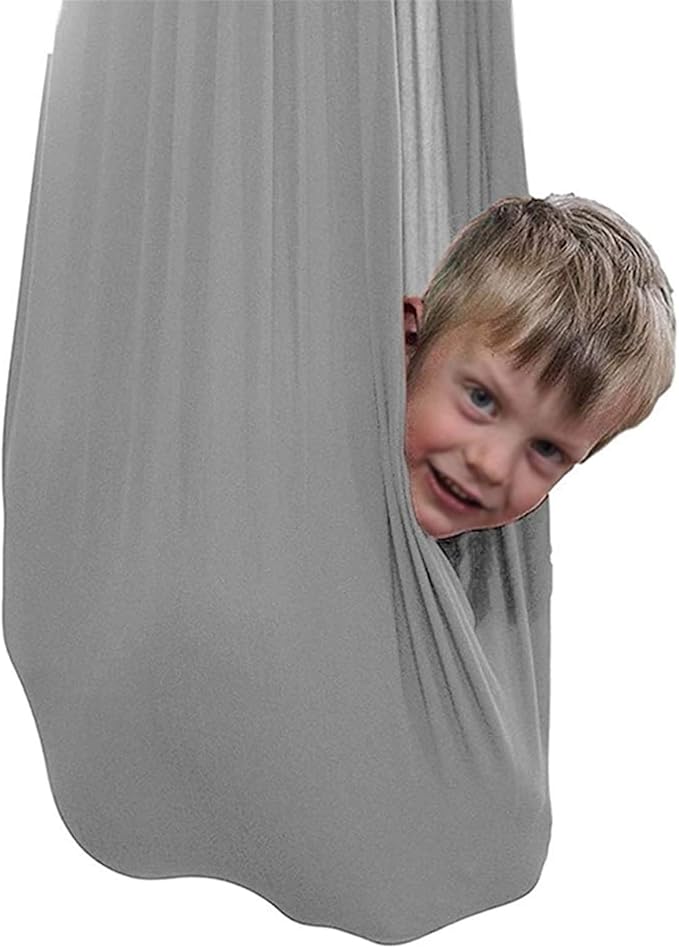 Adjustable Sensory Swing Children's Elastic Swings Set Aerial Flying Yoga Cuddle Hammock Chair for Kids Or Adults Autism ADHD (Color : Gray, Size : 100 x 280 cm)
